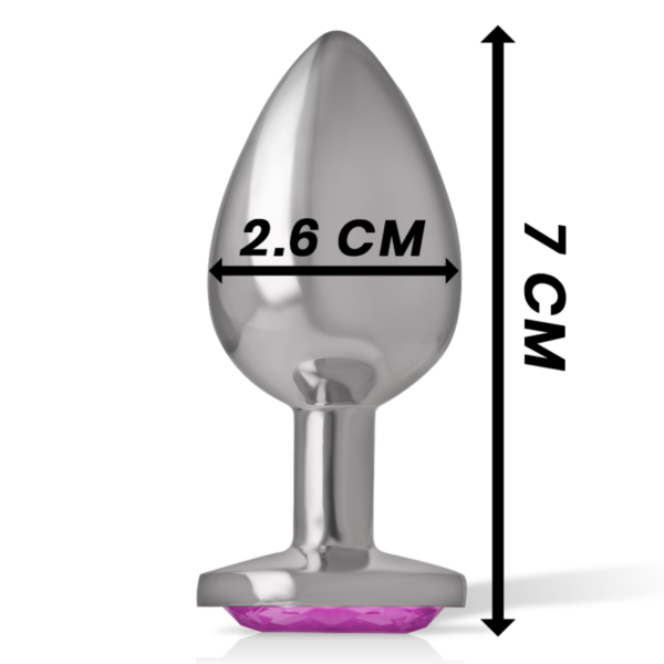 Intense - plug anal metal aluminio con cristal rosa talla s