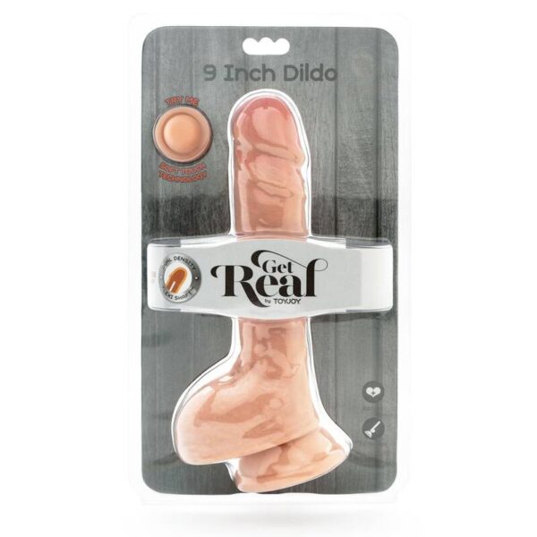 Get real - dual density dildo 25,5 cm con testiculos natural