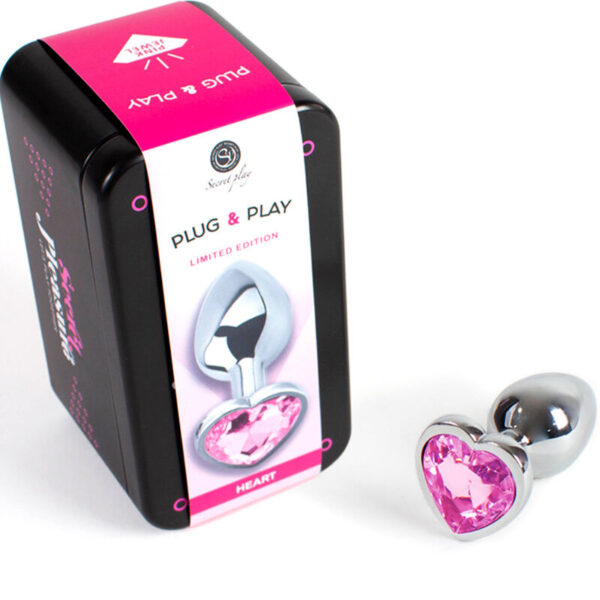 Secretplay - metal butt plug corazÓn fucsia talla s 7 cm