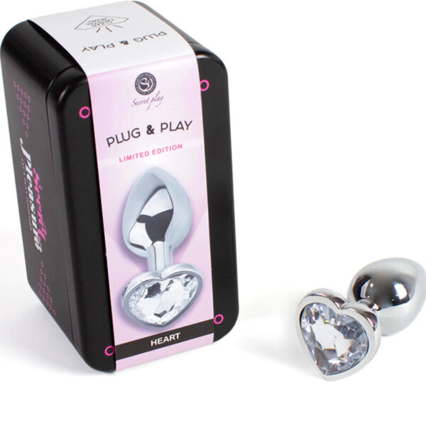 Secretplay - metal butt plug corazÓn transparente talla s 7 cm