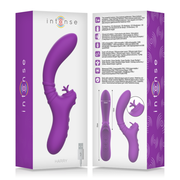Intense - harry vibrador flexible con lengua morado