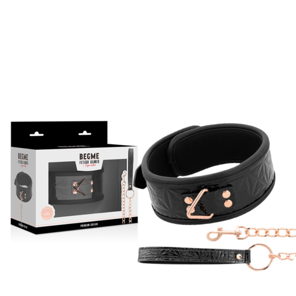 Begme - black edition collar cuero vegano con forro de neopreno