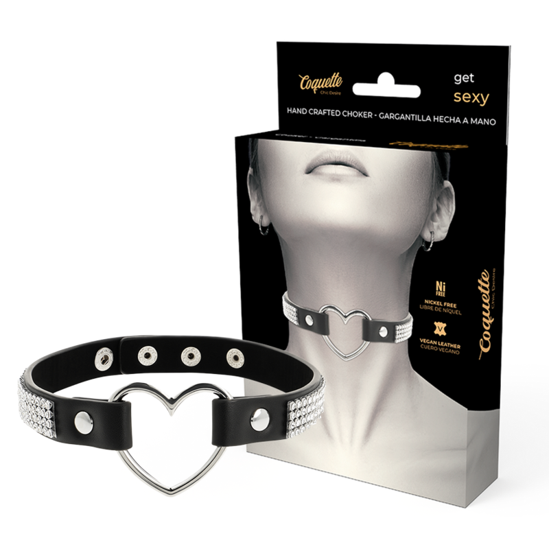 Coquette chic desire - choker cuero vegano corazon