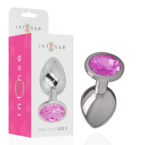 Intense - plug anal metal aluminio con cristal rosa talla s