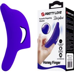 Pretty love - delphini poderoso estimulador de dedo azul oscuro