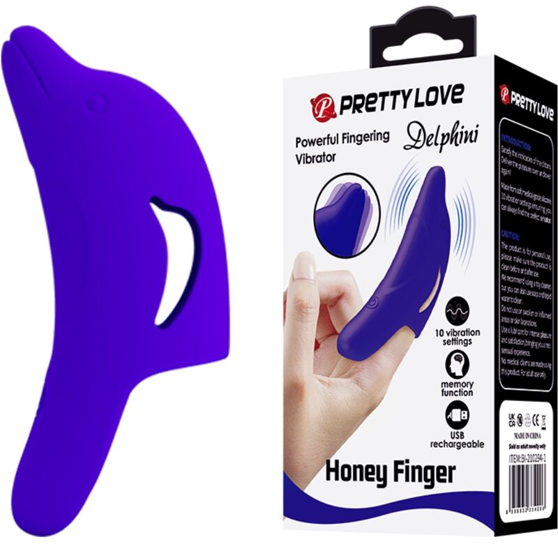Pretty love - delphini poderoso estimulador de dedo azul oscuro