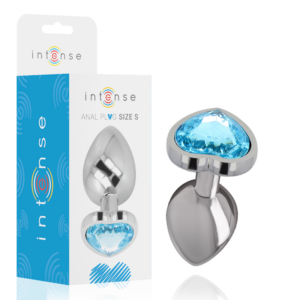 Intense - plug anal metal aluminio corazÓn azul talla s