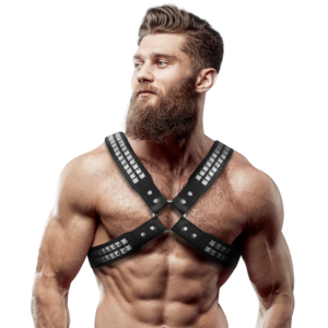 Fetish submissive attitude - arnÉs ecopiel pecho cruzado con remaches hombre