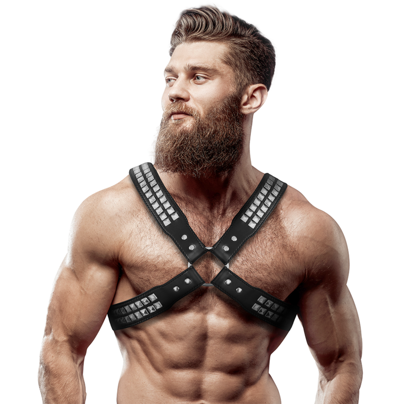 Fetish submissive attitude - arnÉs ecopiel pecho cruzado con remaches hombre