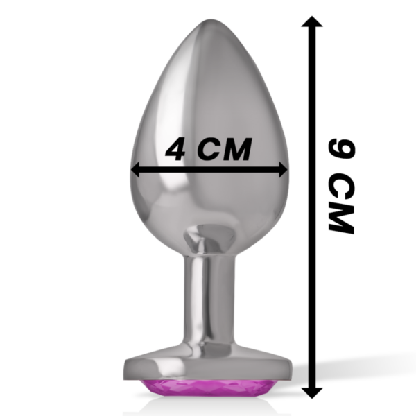 Intense - plug anal metal aluminio con cristal rosa talla l