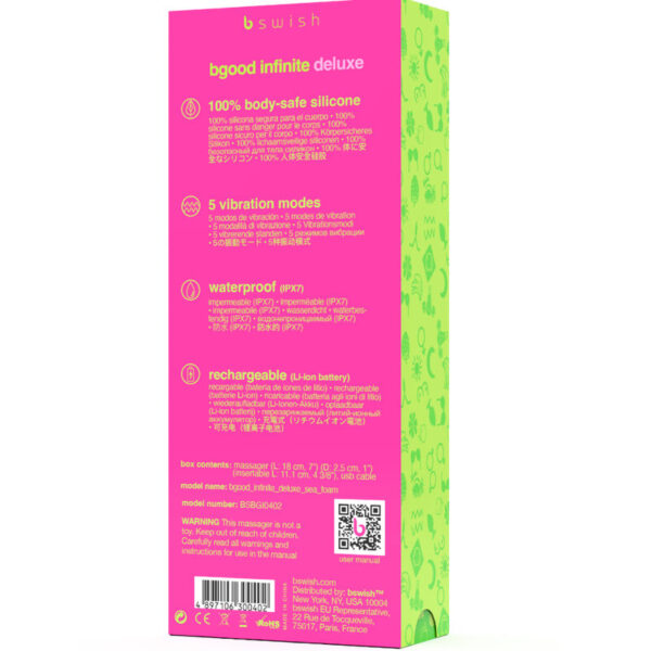 B swish - bgood infinite deluxe vibrador recargable silicona azul