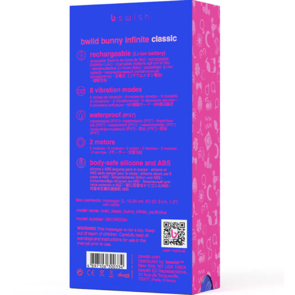 B swish - bwild bunny infinite classic vibrador recargable silicona azul