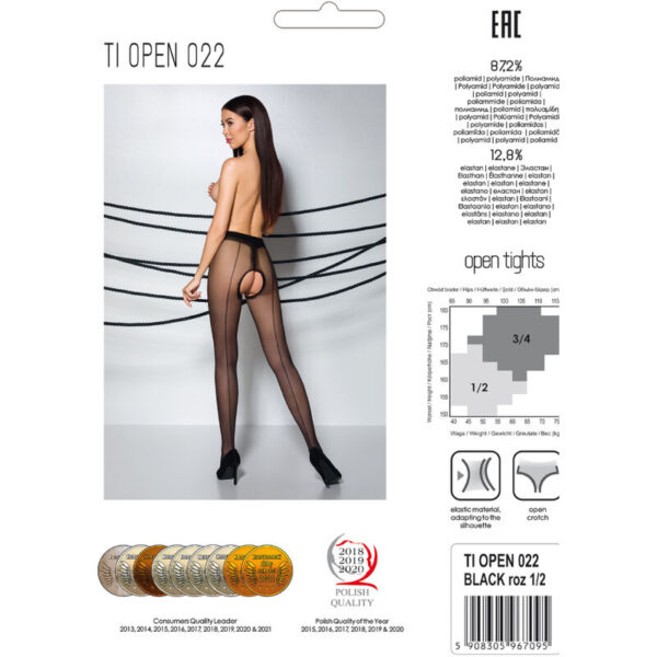 Passion - tiopen 022 medias negro 3/4 20 den