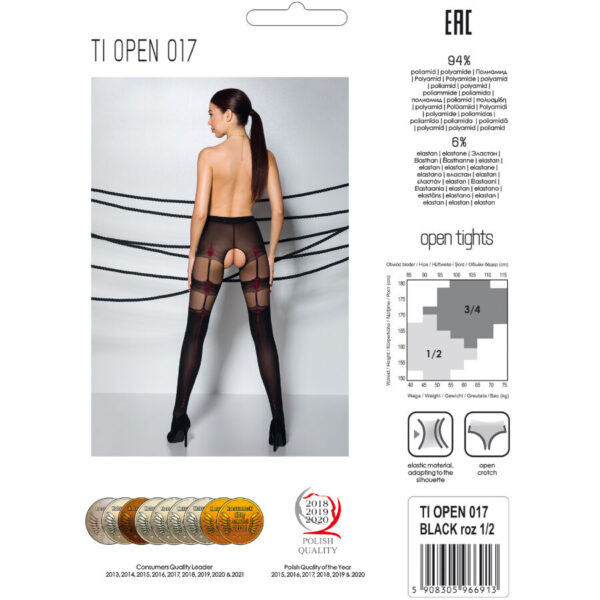 Passion - tiopen 017 medias negro 1/2 20/40 den