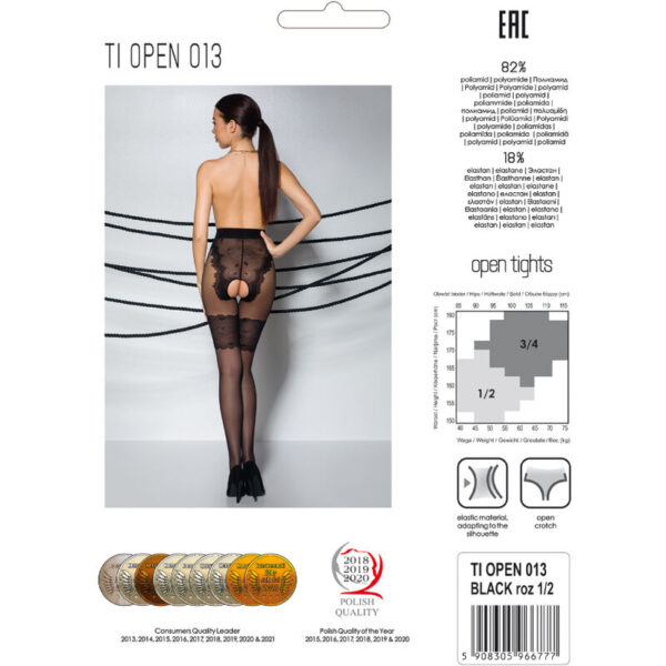 Passion - tiopen 013 medias negro 3/4 20/40 den