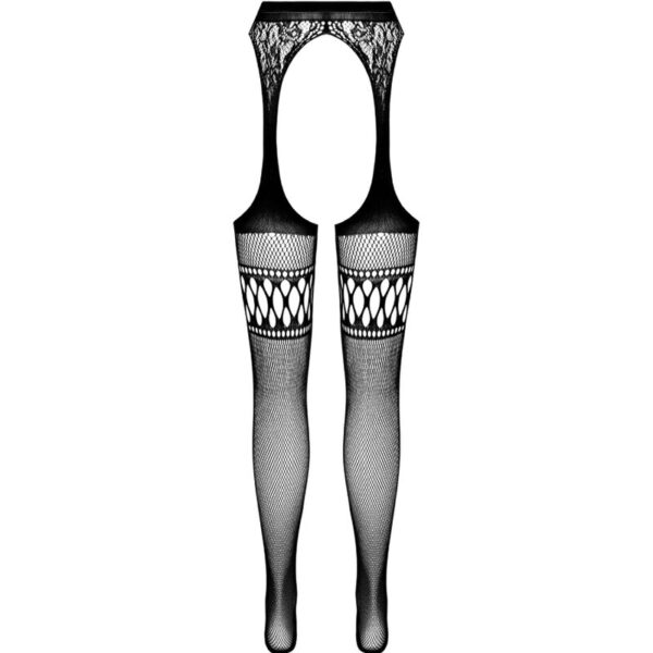 Passion - s026 medias con liguero negro talla unica
