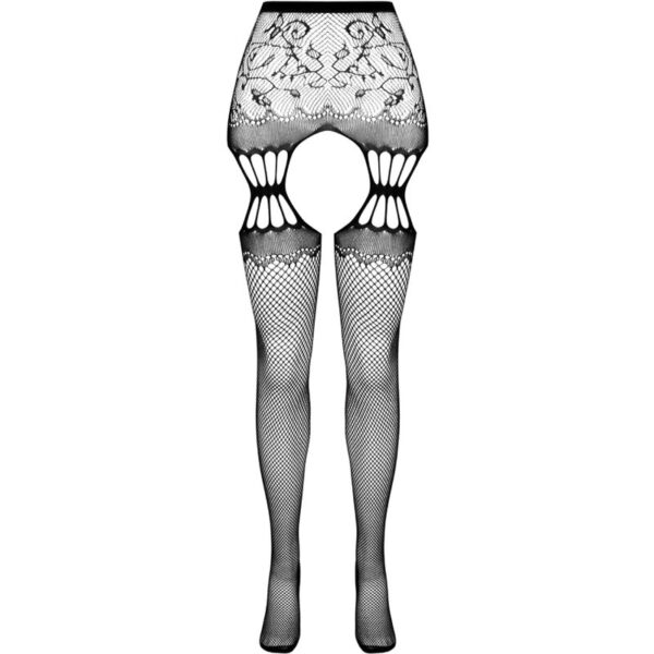 Passion - s027 medias con liguero negro talla unica