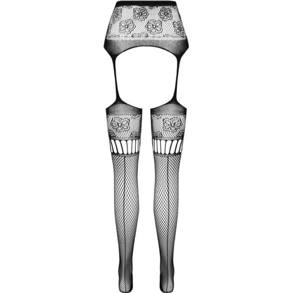 Passion - s030 medias con liguero negro talla unica