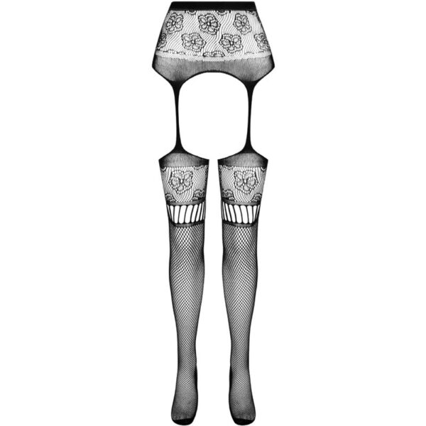 Passion - s030 medias con liguero negro talla unica