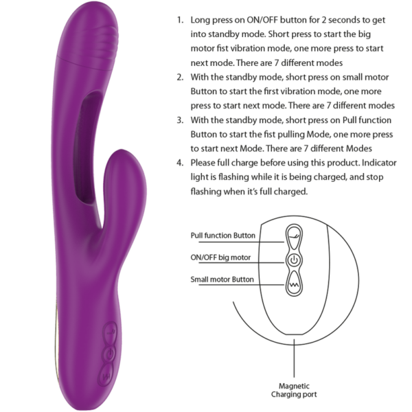 Intense - apolo vibrador multifunciÓn recargable 7 vibraciones con lengua oscilante morado