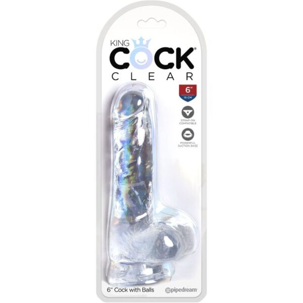King cock - clear pene realistico con testiculos 13.5 cm transparente
