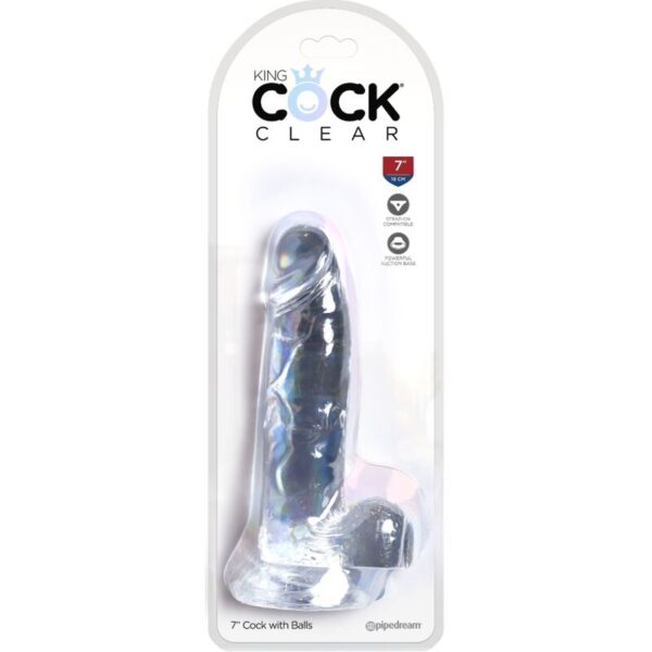 King cock - clear pene realistico con testiculos 15.2 cm transparente