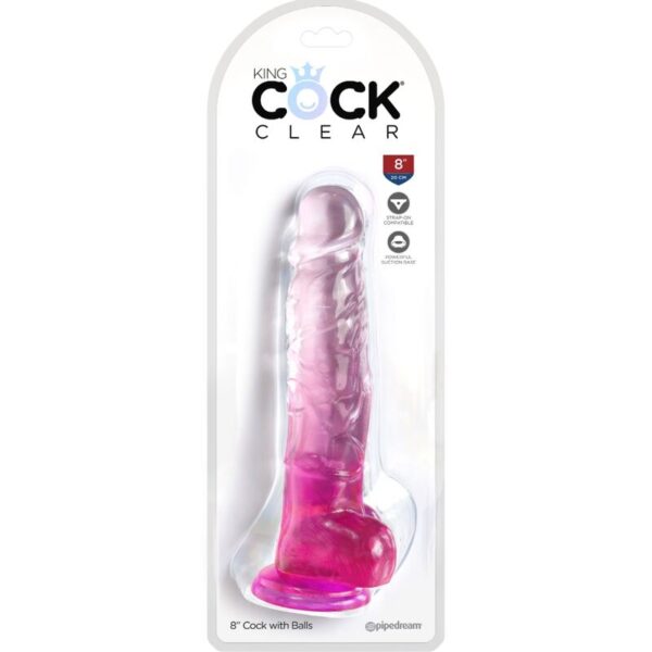 King cock - clear pene realistico con testiculos 16.5 cm rosa