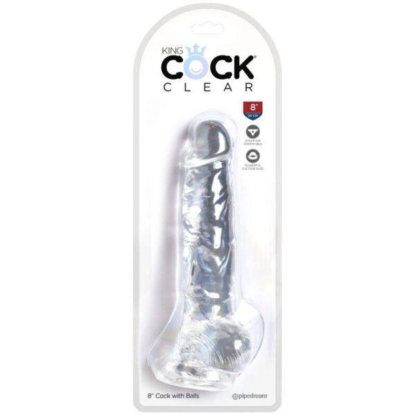 King cock - clear pene realistico con testiculos 16.5 cm transparente