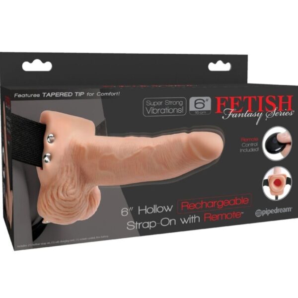 Fetish fantasy series - arnes ajustable control remoto pene realistico con testiculos recargable y vibrador 15 cm