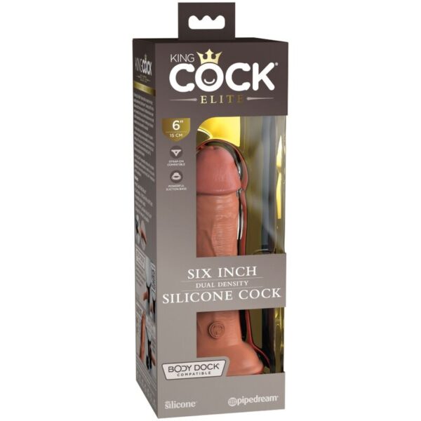 King cock - elite dildo realistico silicona 15.2 cm caramelo