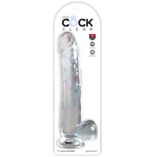 King cock - clear dildo con testiculos 24.8 cm transparente