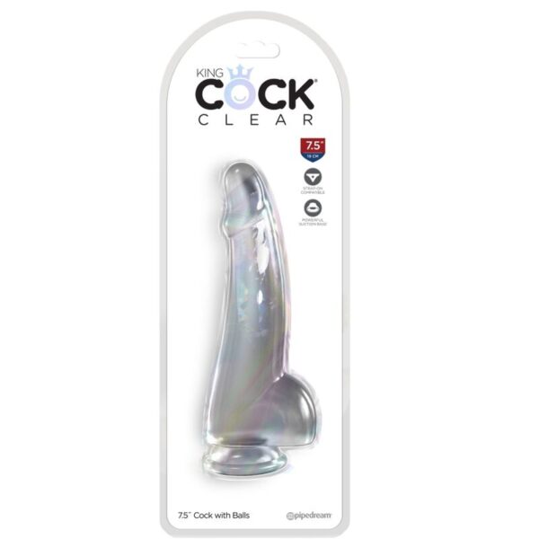 King cock - clear dildo con testiculos 15.2 cm transparente