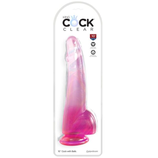 King cock - clear dildo con testiculos 19 cm rosa
