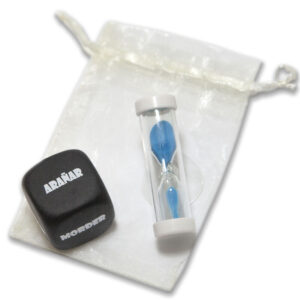 Diablo picante - bolsa de juego con dado sado 3 mm x 3 mm + reloj de arena