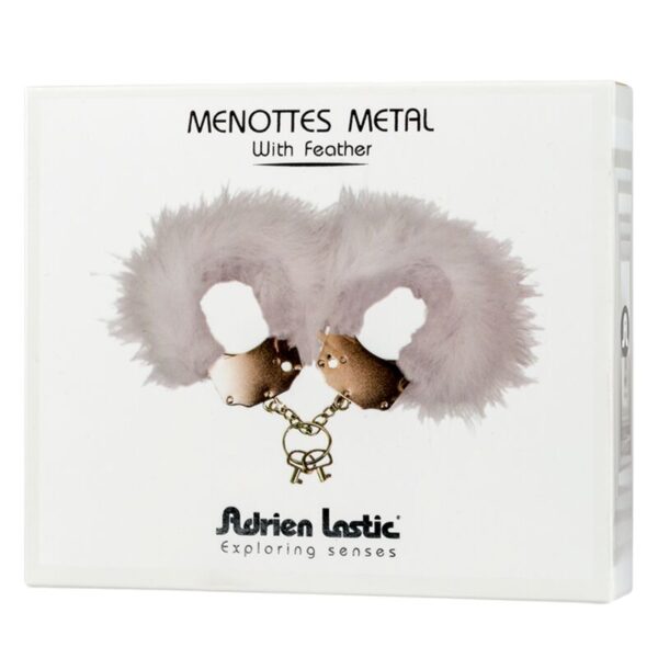 Adrien lastic - esposas metal con plumas blanco