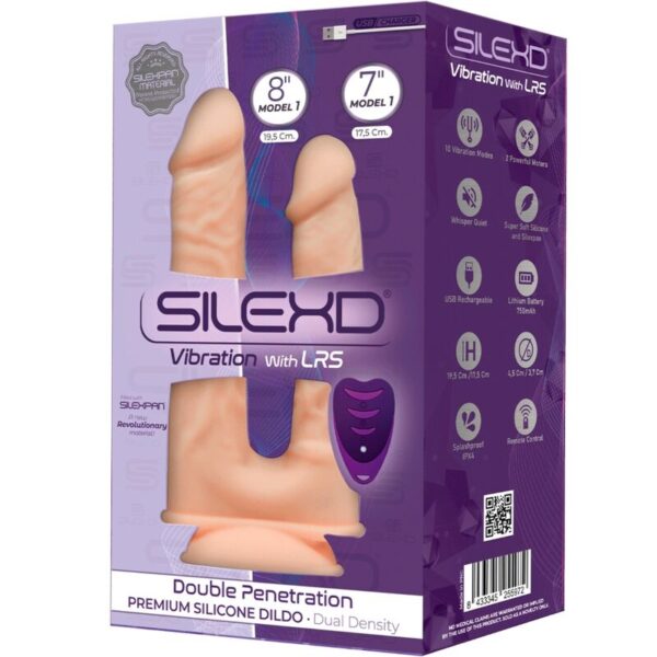Silexd - modelo 1 pene realistico doble penetracion vibrador silicona premium silexpan control remoto 17.5 / 19.5 cm