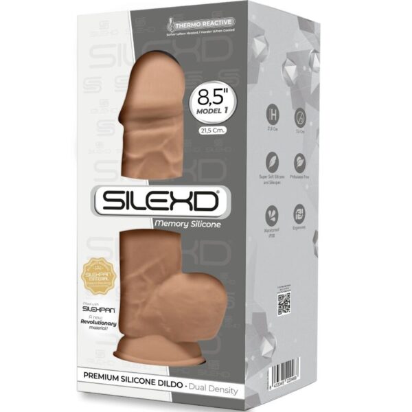 Silexd - modelo 1 pene realistico silicona premium silexpan caramelo 21.5 cm