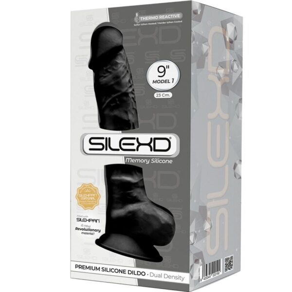 Silexd - modelo 1 pene realistico silicona premium silexpan negro 23 cm