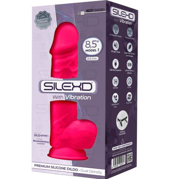Silexd - modelo 1 pene realistico vibrador silicona premium silexpan fucsia 21.5 cm