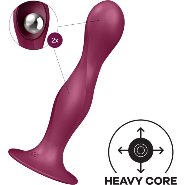 Satisfyer - double ball-r dildo silicona granate