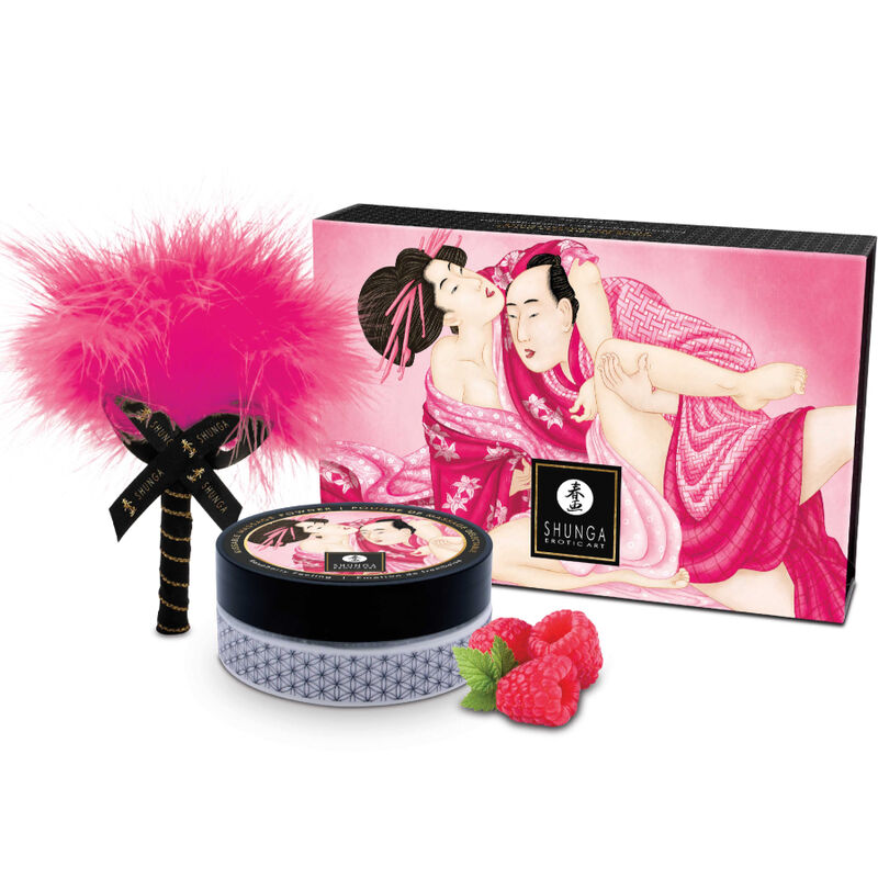 Shunga - kit polvos de masaje comestible frambuesa