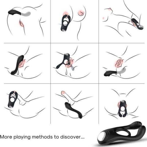 Armony - veyron anillo vibrador doble pinza control remoto negro
