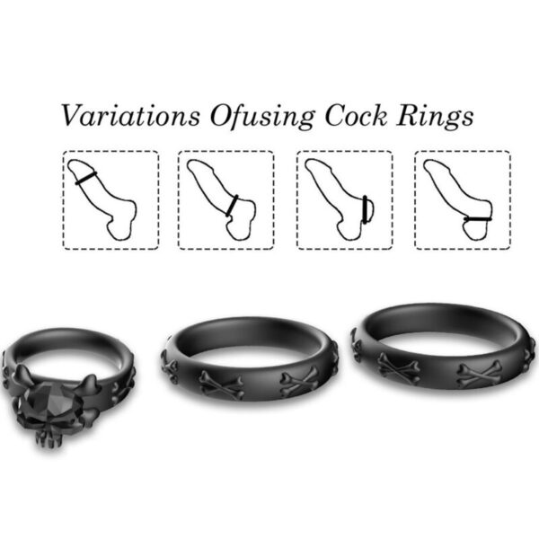 Armony - anillos calavera silicona negro