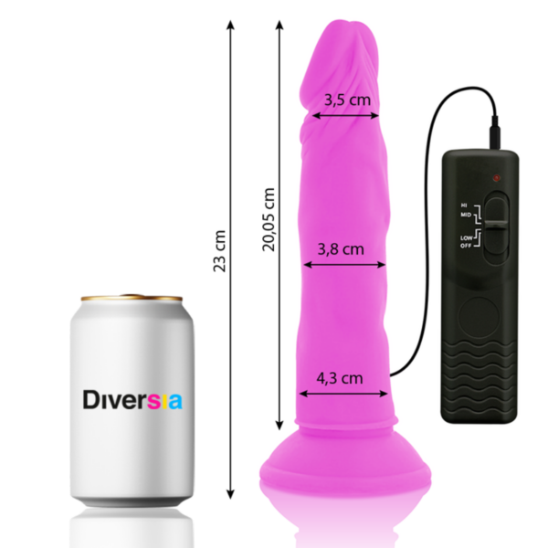 Diversia - dildo flexible con vibracion lila 23 cm -o- 4.3 cm