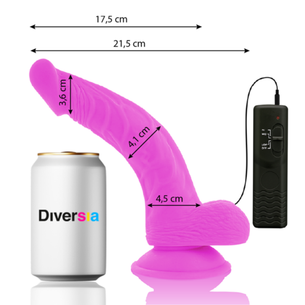 Diversia - dildo flexible con vibracion lila 21.5 cm -o- 4.5 cm