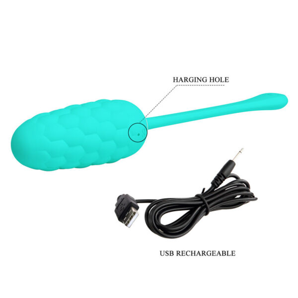 Pretty love - huevo vibrador con textura marina recargable verde agua