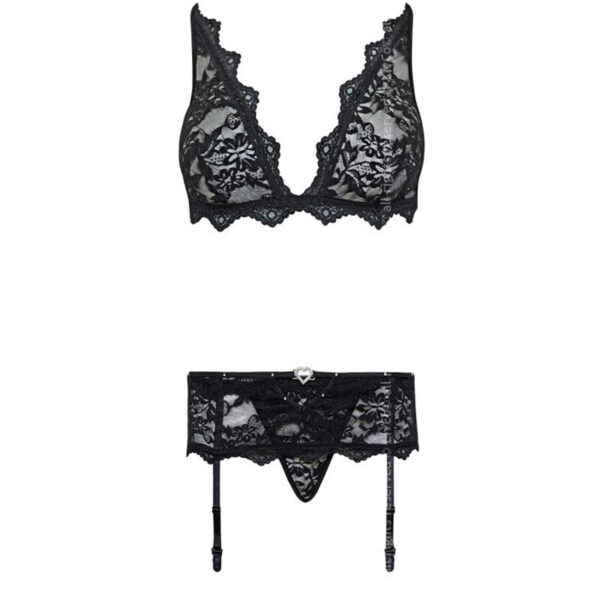 Livco corsetti fashion - belita lc 90231 sujetador + panty + liguero negro l/xl