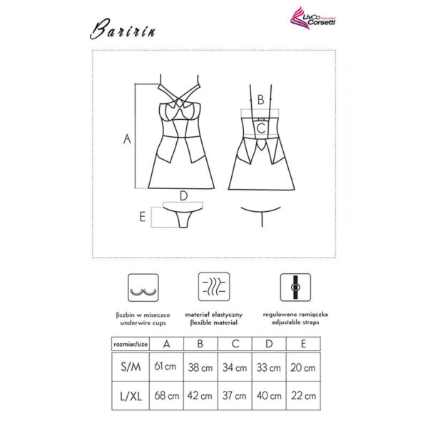 Livco corsetti fashion - baririn lc 90633 falda + panty negro l/xl