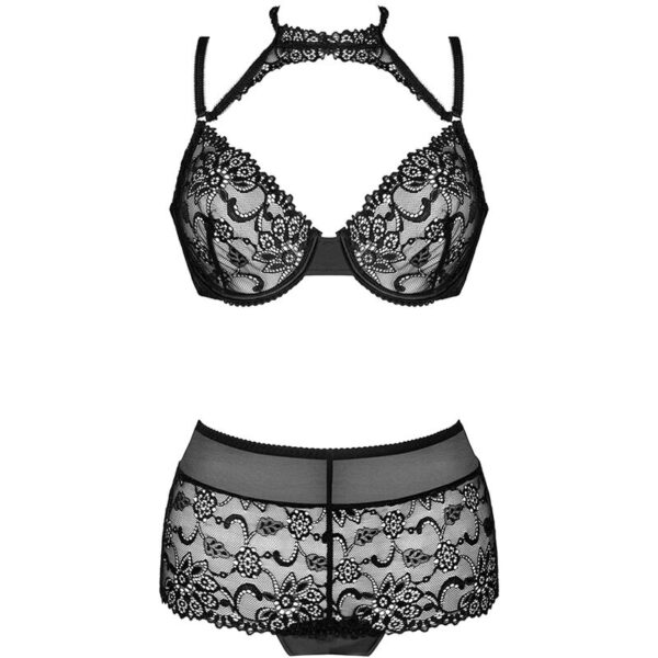 Livco corsetti fashion - linera for the senses collection sujetador + panty negro s/m