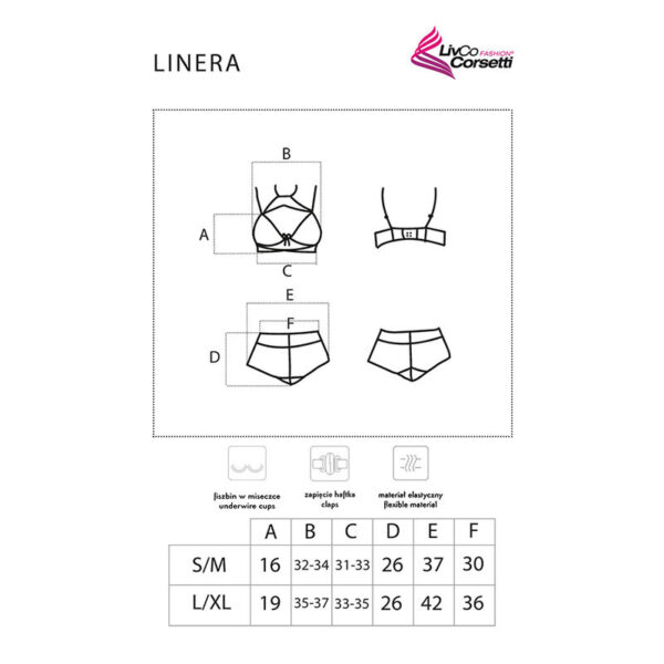Livco corsetti fashion - linera for the senses collection sujetador + panty negro s/m